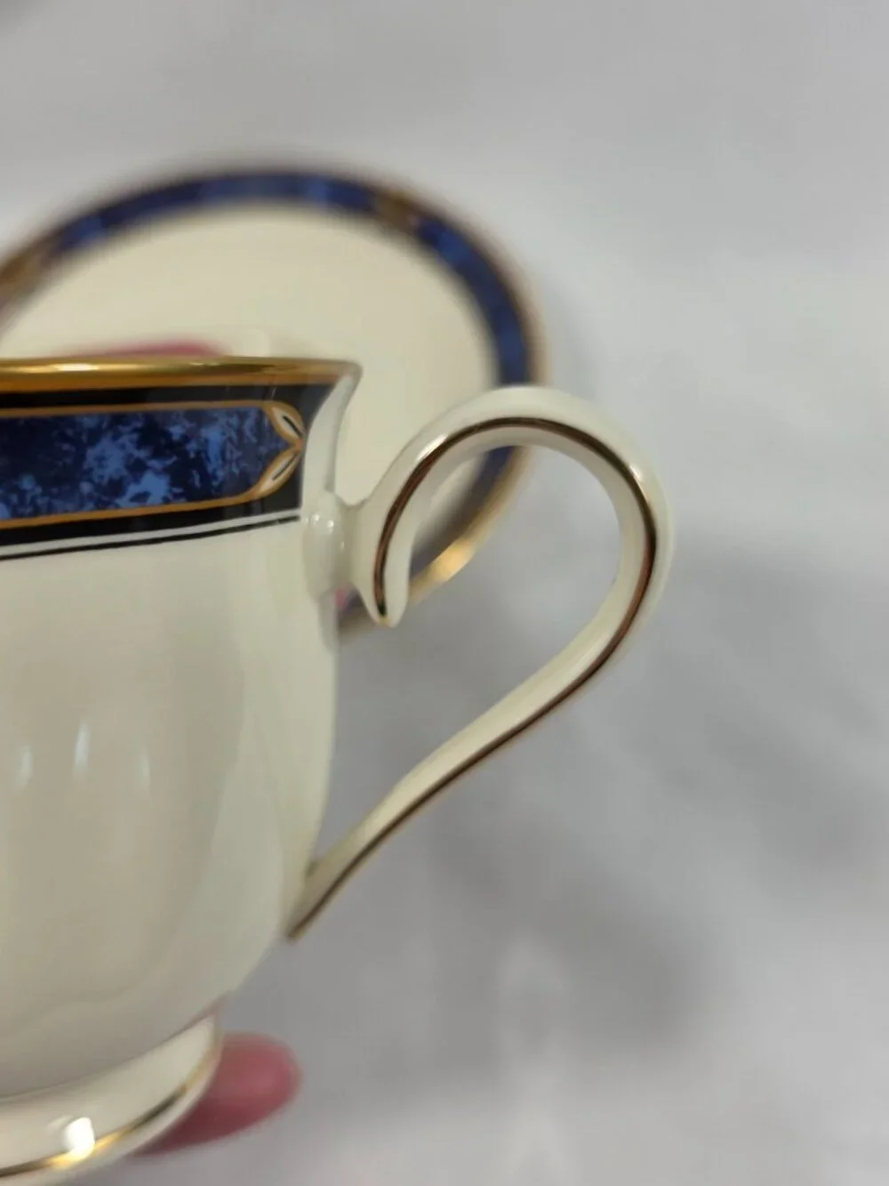 Lenox Mountain View American Home Cup & Saucer Set Blue Marble Rim
